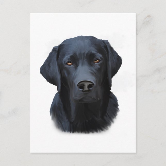 Black Labrador Hund Färg Art Painting Vatten Vykort (Framsida)