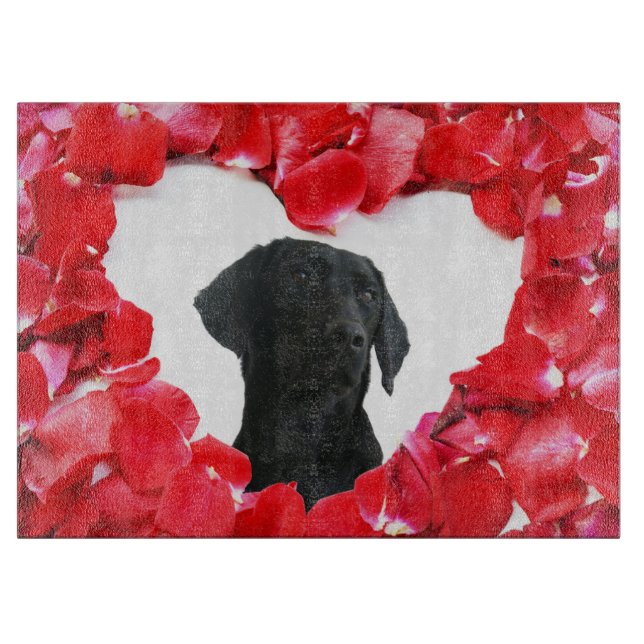 Black Labrador Hund Heart Photo-skärskivor med Ro  (Framsidan)