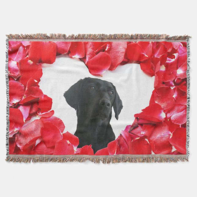Black Labrador Hund Heart Photo Throw Blanket Filt (Framsidan)