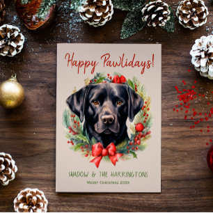 Black Labrador Hund jul Lycklig Pawlidays Julkort