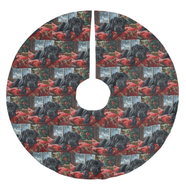 Black Labrador Hund julafton Julgransmatta Borstad Polyester (Framsidan)