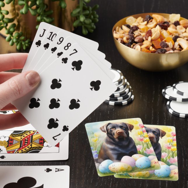 Black Labrador-Hund med Påskägg Helgdag Casinokort (På plats)