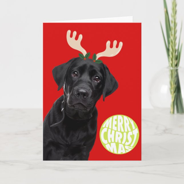 Black Labrador Hund PetCristmas Tennis Boll Funny Helgkort (Framsida)