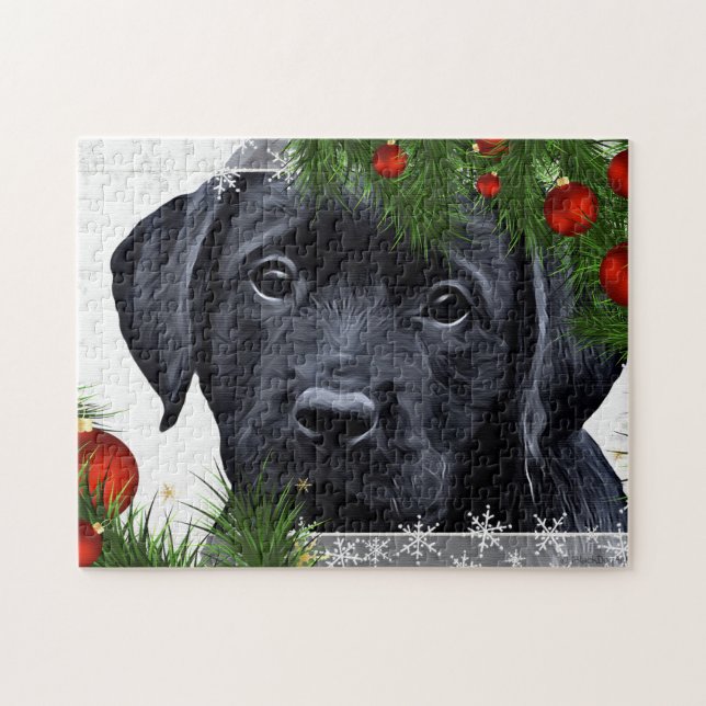 Black Labrador, Hund Puppy Pussel (Horisontell)