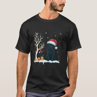 Black Labrador Hund Santa Hat Festive Träd Light X T Shirt