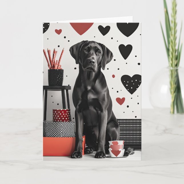 Black Labrador Hund Valentine Card Tack Kort (Framsida)