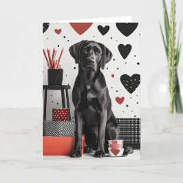 Black Labrador Hund Valentine Card Tack Kort