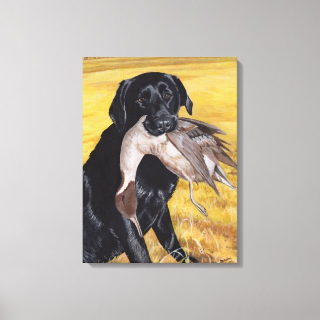 Black Labrador Hunting Hund Canvastryck (Framsida)
