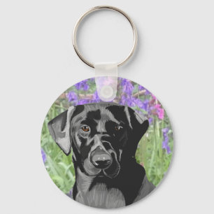 Black Labrador i Bluebell Wood Nyckelring
