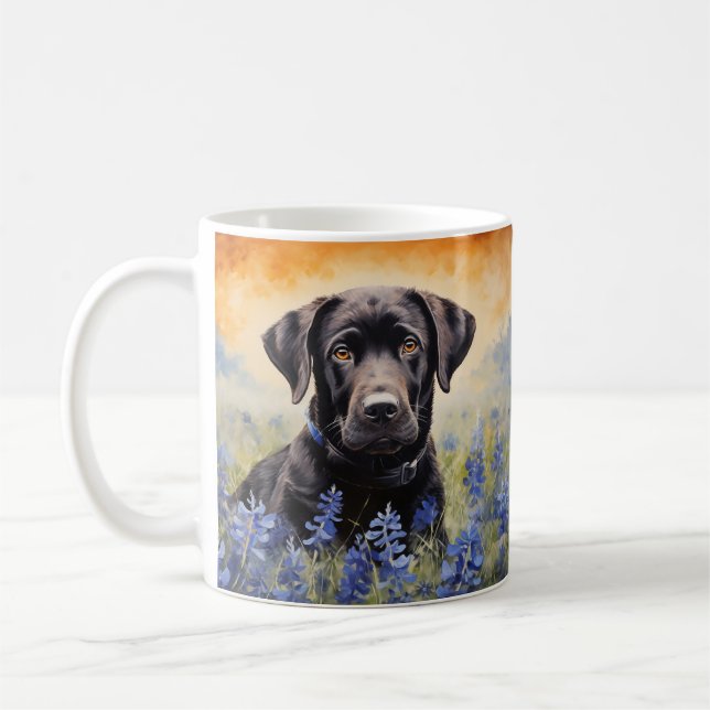 Black Labrador i Bluebonnets Kaffemugg (Vänster)