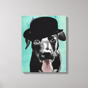 Black Labrador i Bowlareare Hat Canvastryck