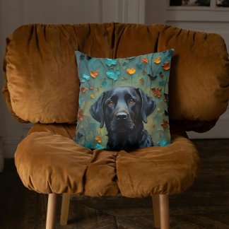 Black Labrador i Löv Kudde