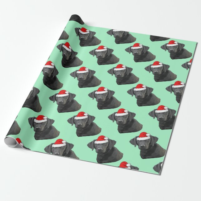 Black Labrador i Santa Hat-kaffe Presentpapper (Utrullad)