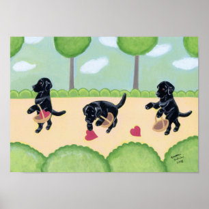 Black Labrador i skogskonsten Poster