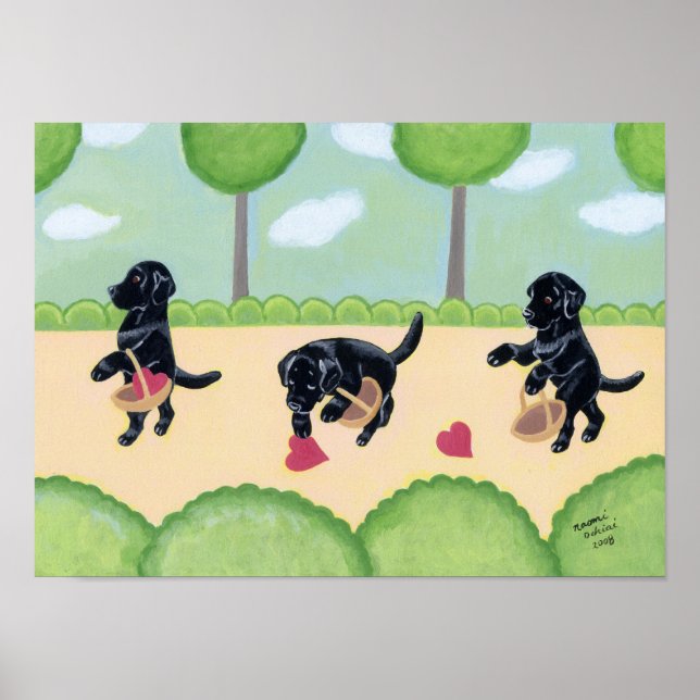 Black Labrador i skogskonsten Poster (Framsidan)