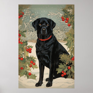 Black Labrador i Winter Poster