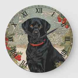 Black Labrador i Winter Stor Klocka