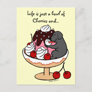 Black Labrador & Ice Cream Sundae Vykort