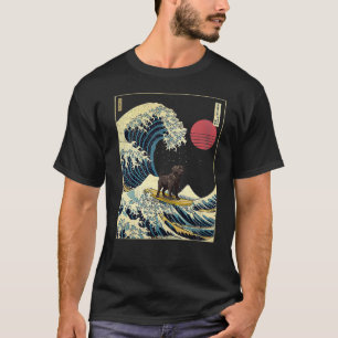 Black Labrador Japanska Kanagawa Wave Funny Surfa T Shirt