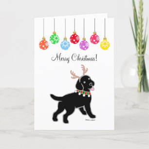 Black Labrador jul Antlers och Ornaments Helgkort
