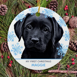 Black Labrador jul Cute Pet Puppy Hund Julgransprydnad Keramik