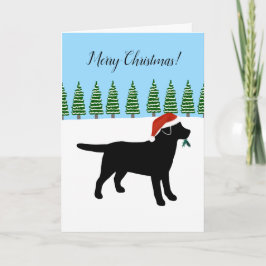Black Labrador jul Evergreen Santa Hat Helgkort