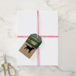 Black Labrador jul Evergreen Santa Hat Presentetikett