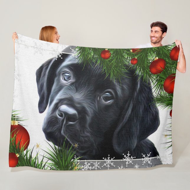 Black Labrador-jul Fleecefilt (På plats)