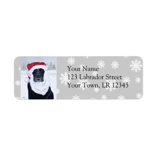 Black Labrador jul Santa Hat Painting Returadress Etikett (Framsidan)