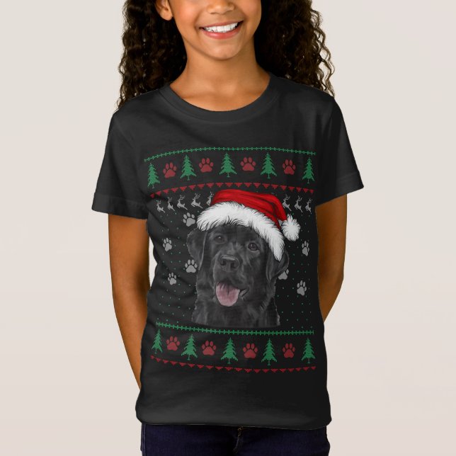 Black Labrador jul Ugly Sweater Rolig hund Lo T Shirt (Framsida)