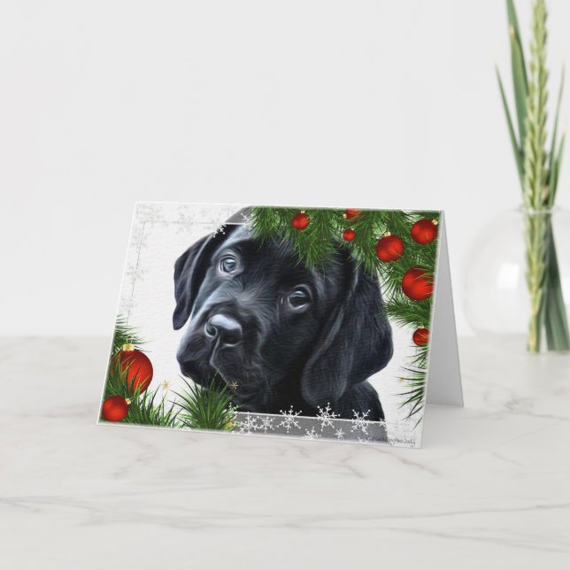 Black Labrador-julkort Helgkort (Framsida)