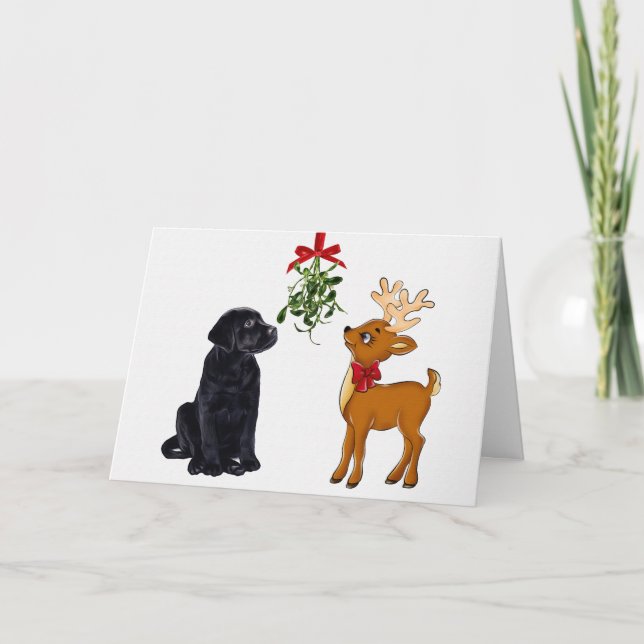 Black Labrador-julkort Helgkort (Framsida)