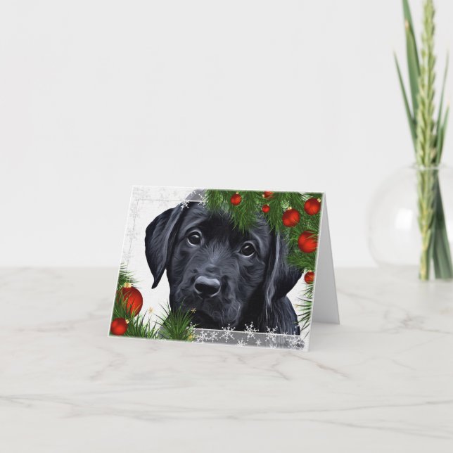 Black Labrador-julkort Helgkort (Framsida)