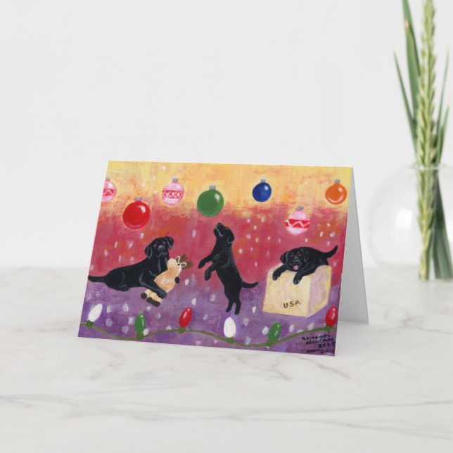 Black Labrador-julkort Helgkort (Framsida)