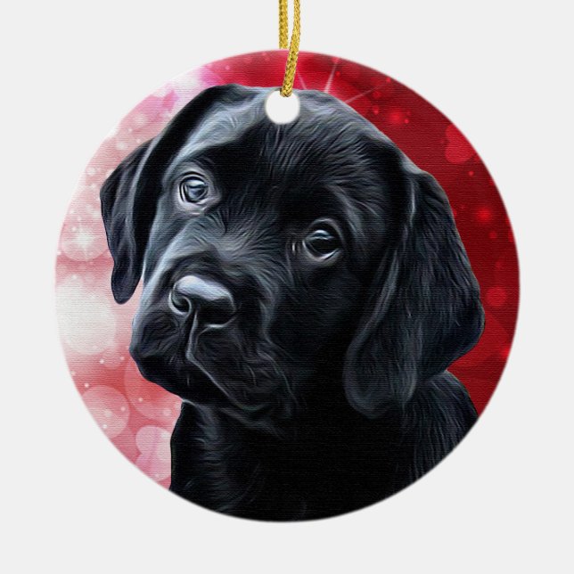 Black Labrador-julprydnaden Julgransprydnad Keramik (Framsidan)