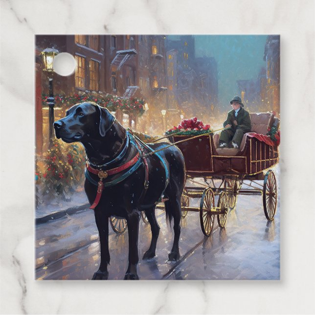 Black Labrador - julsäsong Gåvor Etiketter (Framsida)