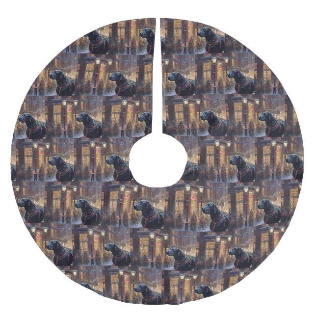 Black Labrador - julsäsong Julgransmatta Borstad Polyester (Framsidan)