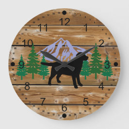 Black Labrador kontur Evergreen Wall Clock Stor Klocka