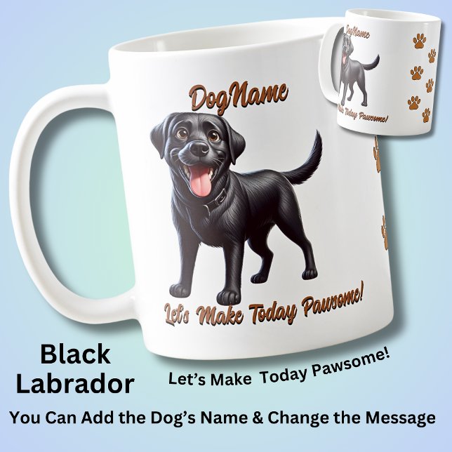 Black Labrador - lägg till Hund Namn, Ändra text Kaffemugg (Skapare uppladdad)