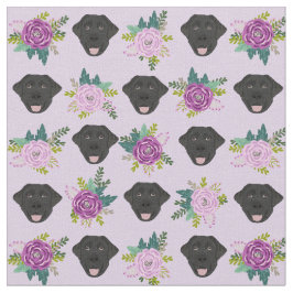 Black Labrador lavender blommigt pasta Tyg
