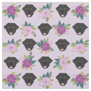 Black Labrador lavender blommigt pasta Tyg