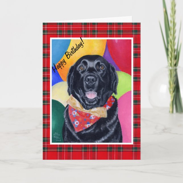 Black Labrador Lycklig Birthay Painting Kort (Framsida)