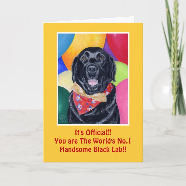 Black Labrador Lycklig Birthay Painting Kort (Framsida)