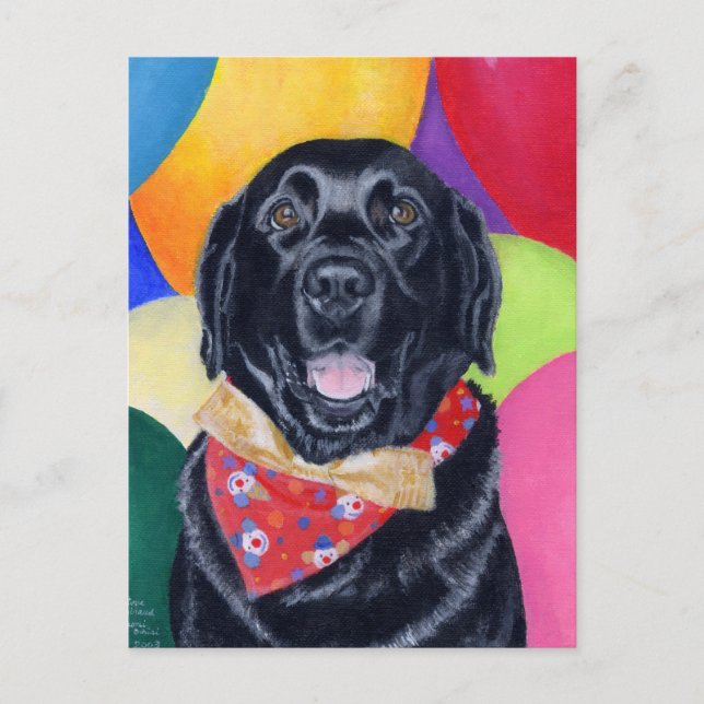 Black Labrador Lycklig Birthay Painting Vykort (Framsida)