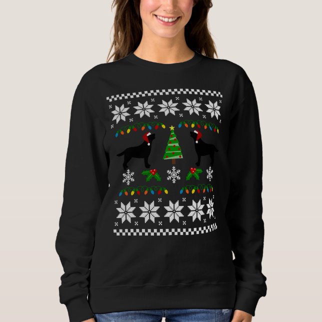 Black Labrador Lycklig jul Sweater Mönster T Shirt (Framsida)