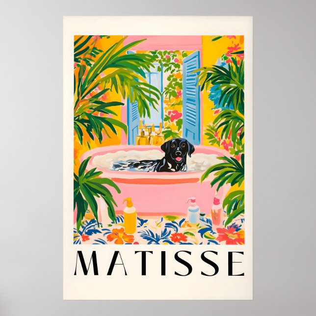 Black Labrador Matisse Print Funny Tropical Poster (Framsidan)