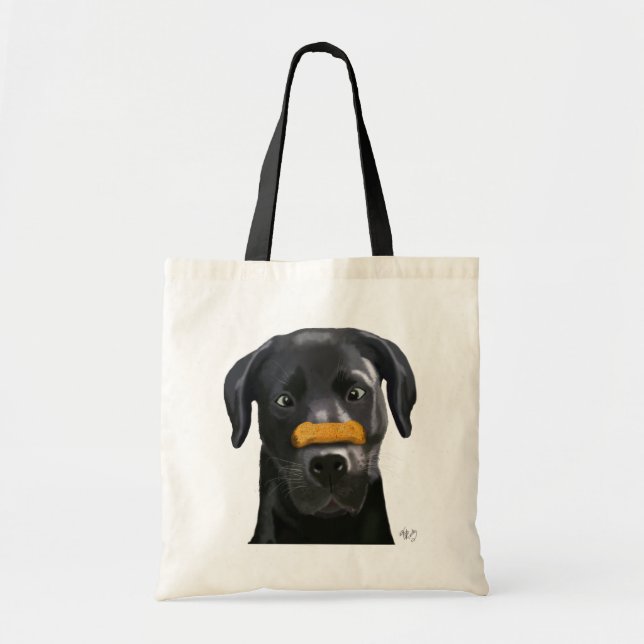 Black Labrador med ben på näsa 2 Tygkasse (Framsidan)