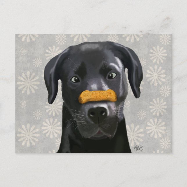 Black Labrador med ben på näsa 2 Vykort (Framsida)