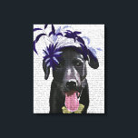 Black Labrador med blå fascinator Canvastryck<br><div class="desc">Husdjur</div>