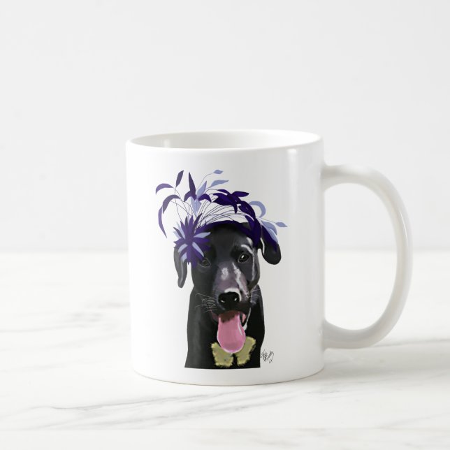 Black Labrador med blå fascinator Kaffemugg (Höger)